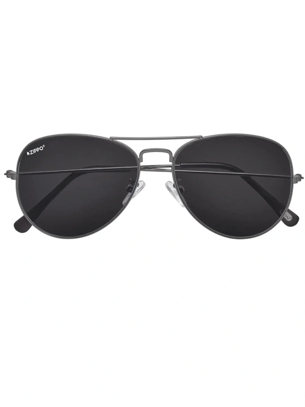 Zippo Polarized Aviator Sunglasses - Silver Frame, Black Lenses Unisex